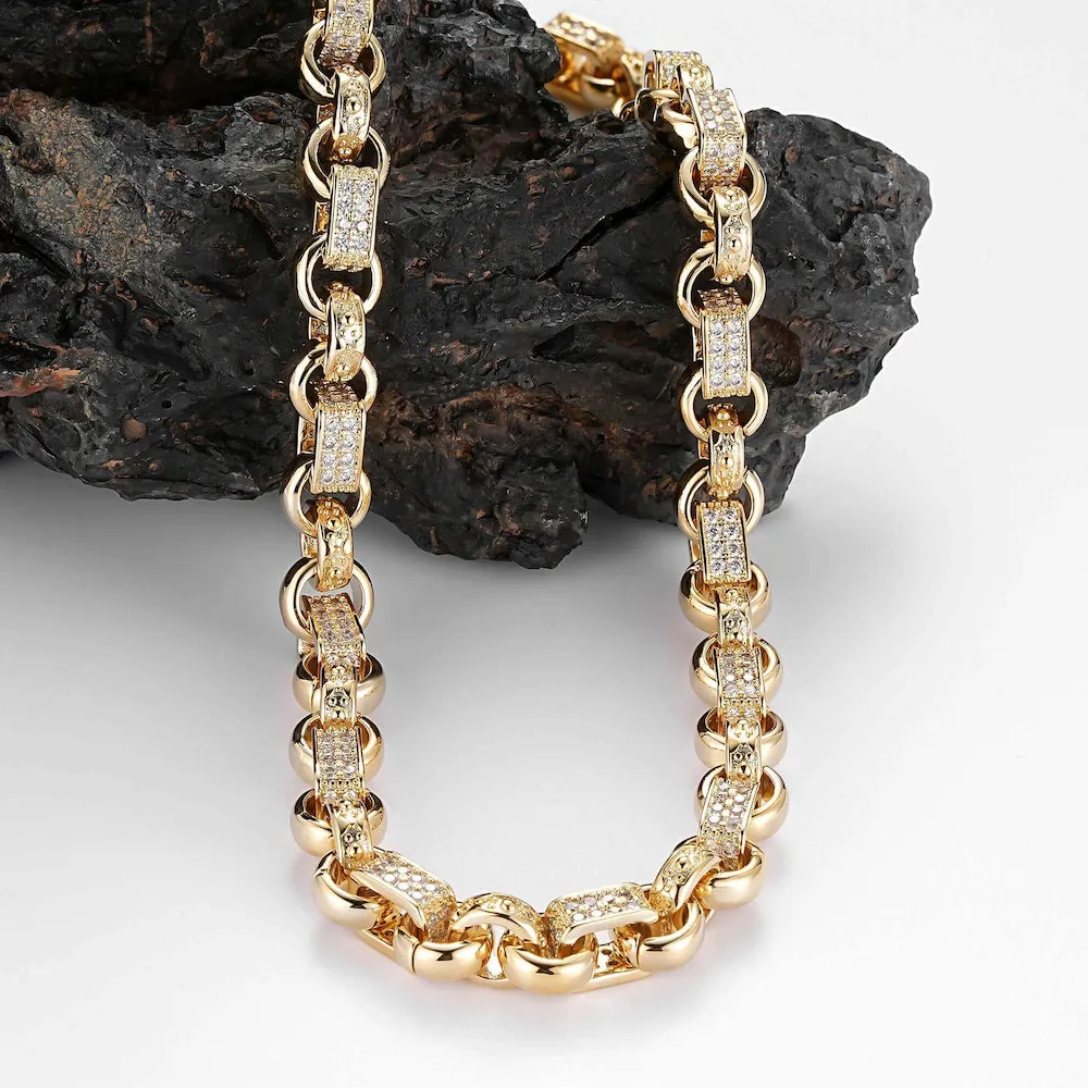 10mm Gold Filled Gypsy Belcher Chain Albert Clasp 22 Inch