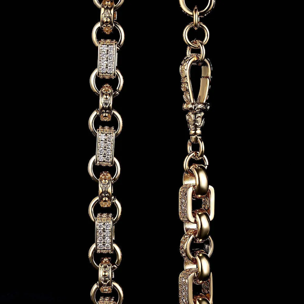 10mm Gold Filled Gypsy Belcher Chain Albert Clasp 22 Inch