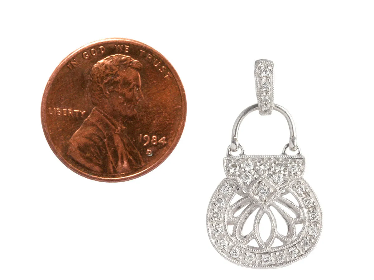 14K White Gold Diamond Bag Charm