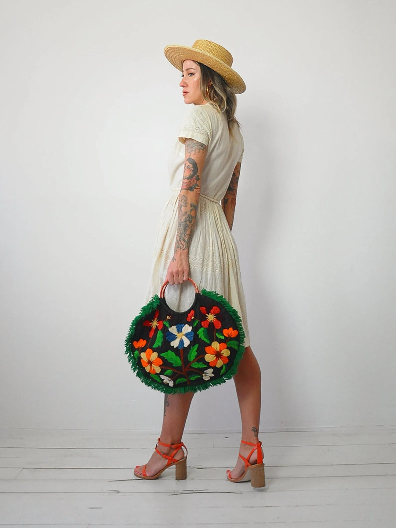 1970's Embroidered Floral Handbag