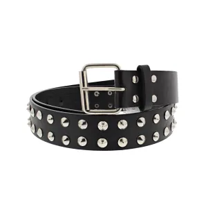 2 Row Conical Studded Black PU Belt