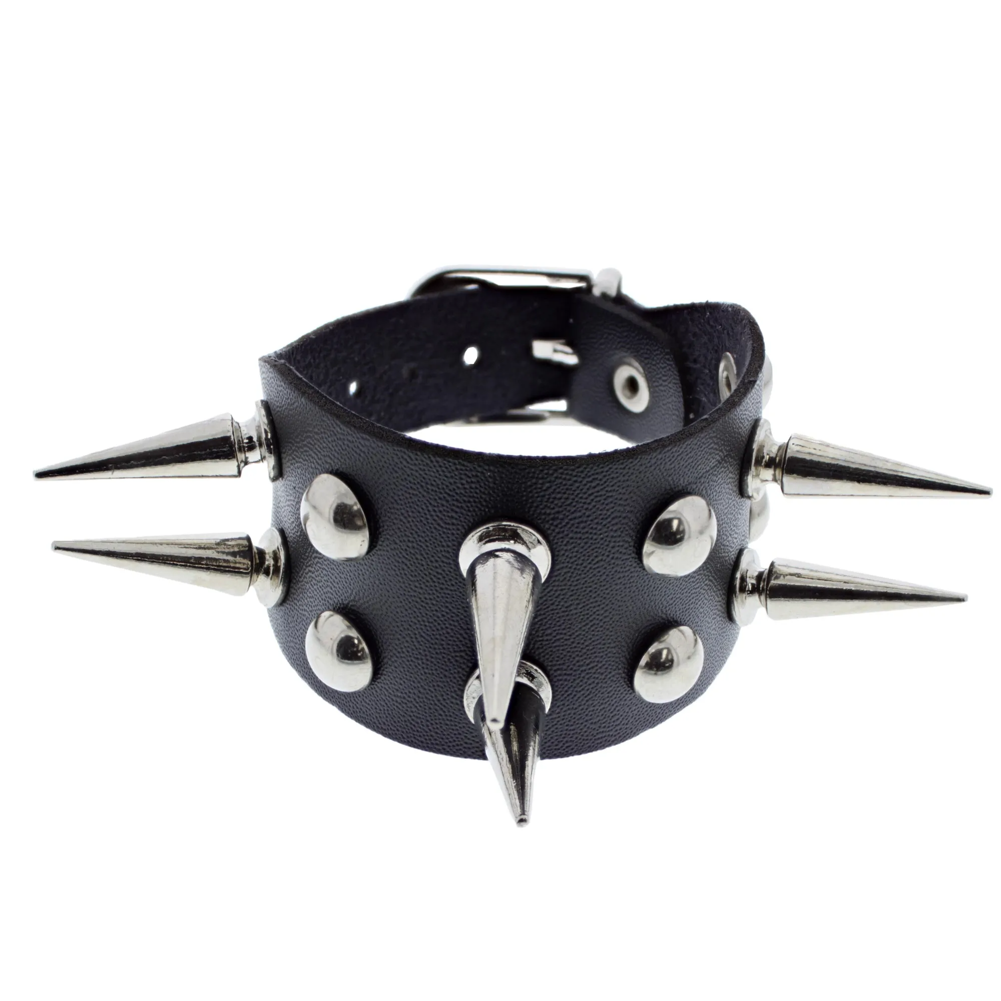 2 Row Spike Studded PU Faux Leather Bracelet