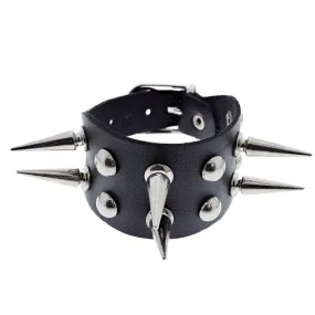 2 Row Spike Studded PU Faux Leather Bracelet