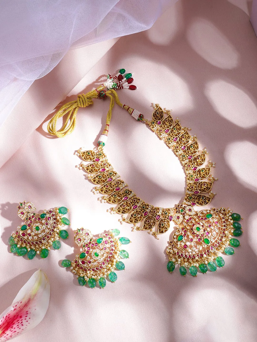 22K Gold-Plated Stone Studded Jewellery Set