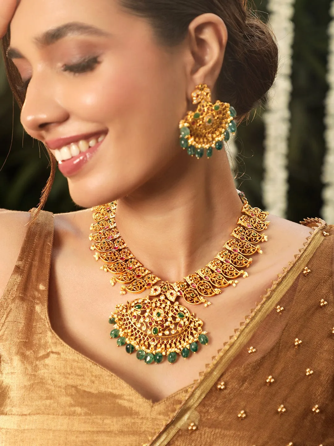 22K Gold-Plated Stone Studded Jewellery Set