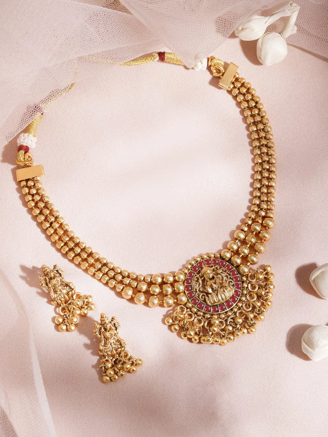 22KT Gold-Plated Stone-Studded Necklace Set