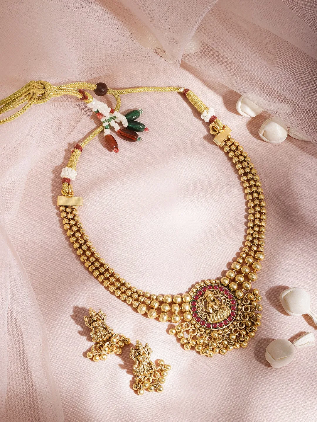 22KT Gold-Plated Stone-Studded Necklace Set