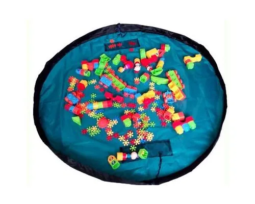 59 inches Extra Large Portable Playing Mat Toy Storage Bag - Ocean Blue