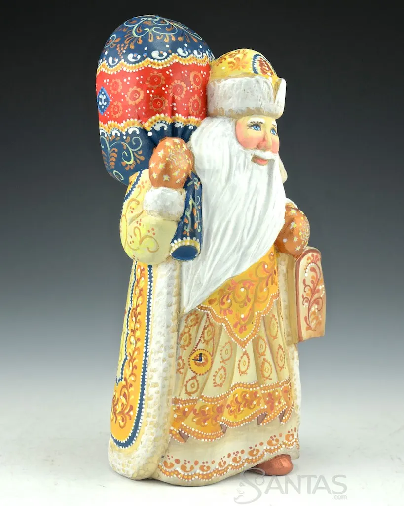 8 inch white and Gold Ornate Santa