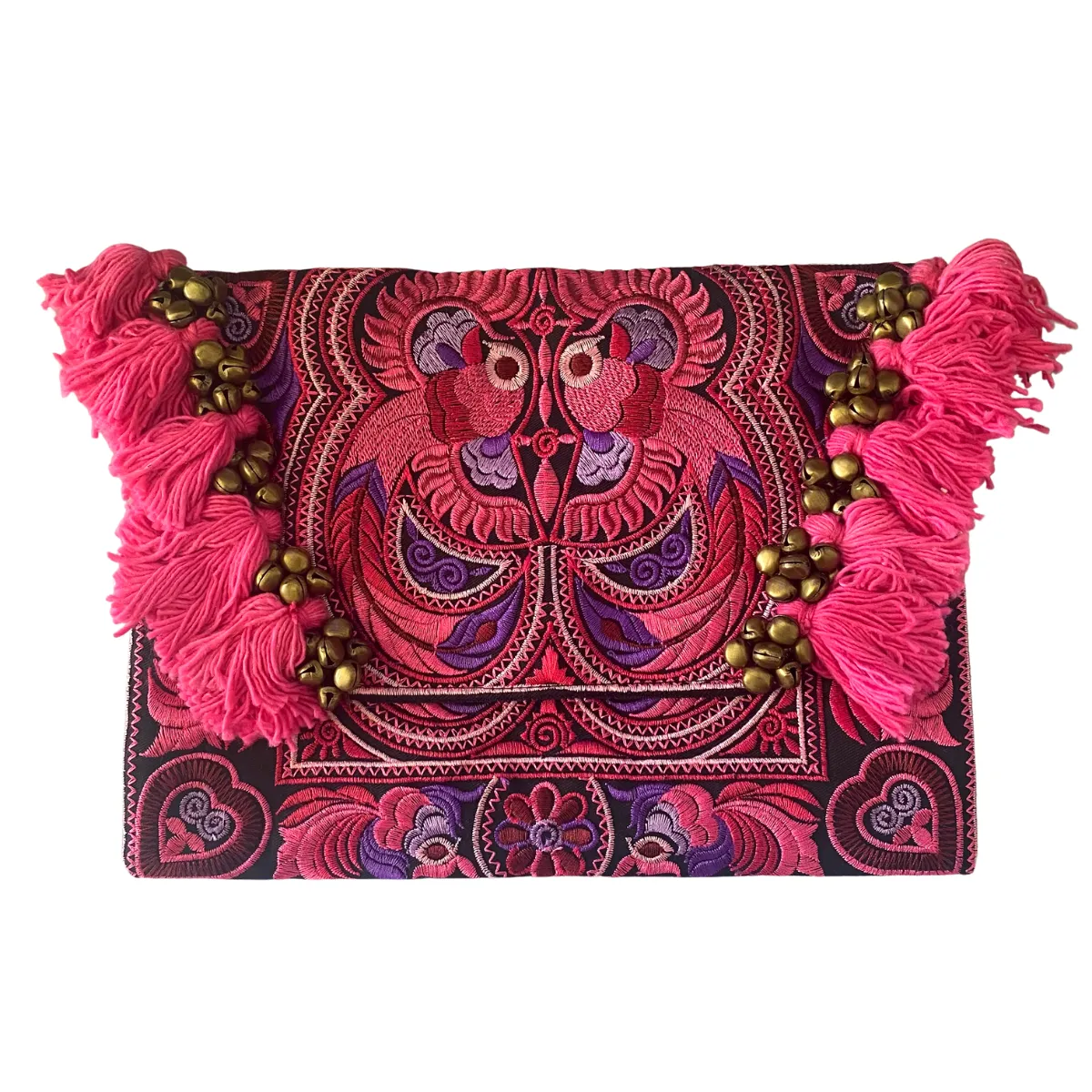 Adelita Embroidered Bird Boho Clutch iPad | Tablet Bag - Thailand