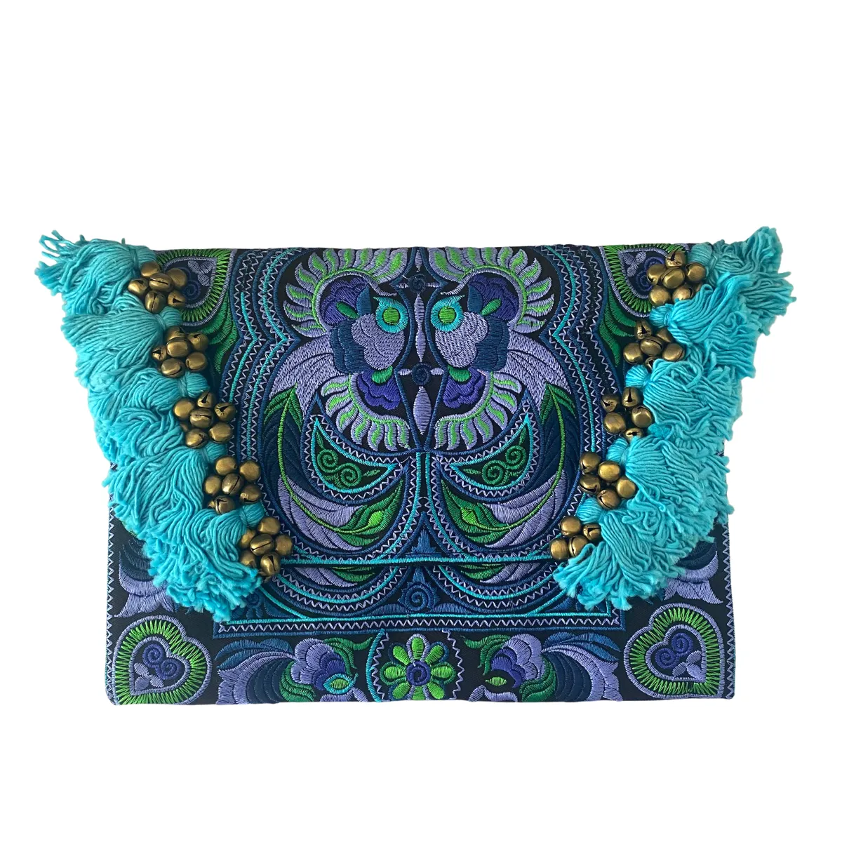 Adelita Embroidered Bird Boho Clutch iPad | Tablet Bag - Thailand