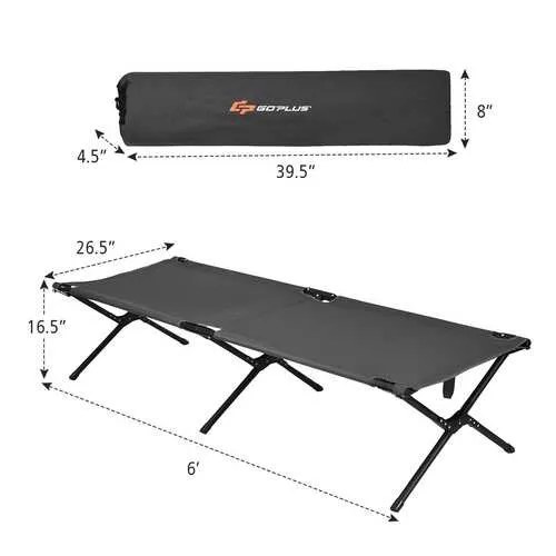 Adults Kids Folding Camping Cot-Gray