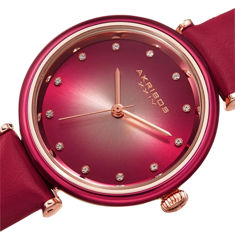 Akribos Xxiv Quartz Red Dial Ladies Watch AK1035PK