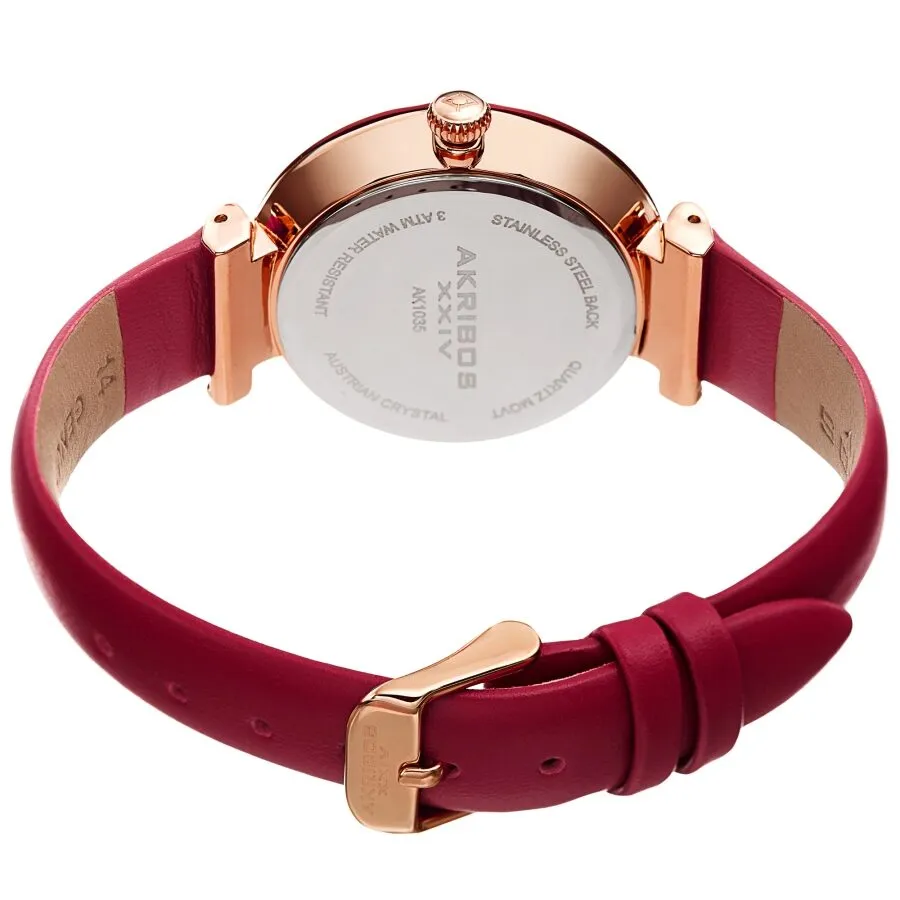 Akribos Xxiv Quartz Red Dial Ladies Watch AK1035PK