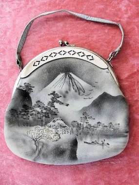 Antique 1920s Purse Hand Bag Japan Souvenir Mount Fuji Lovely Vintage Bag Collectible Purses HandBags