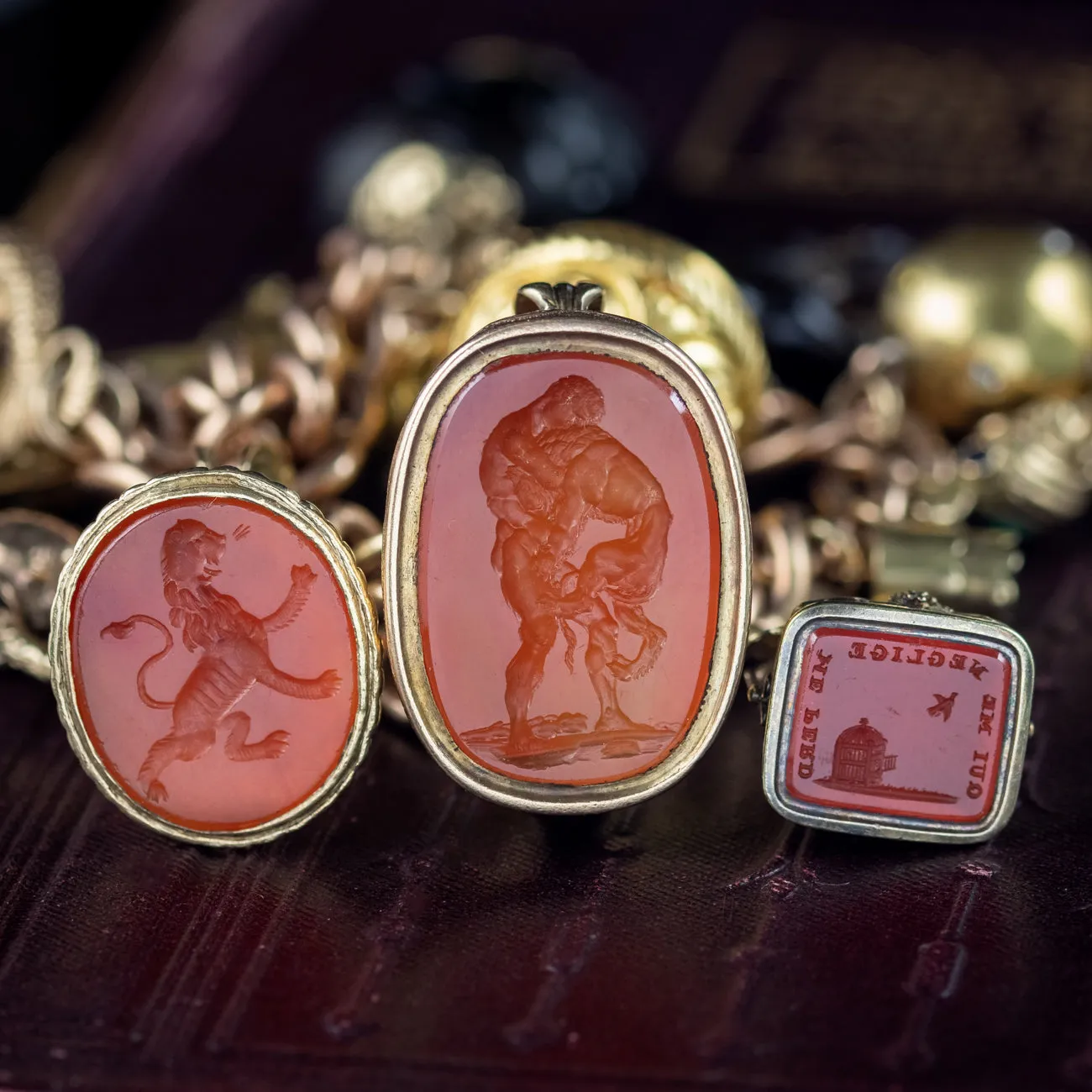 Antique Victorian Charm Bracelet With 12 Charms And Fobs