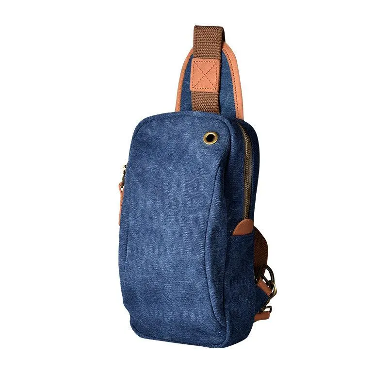 Army Green Canvas Sling Backpack Men's Sling Bag Blue Chest Bag Canvas One shoulder Backpack For Men