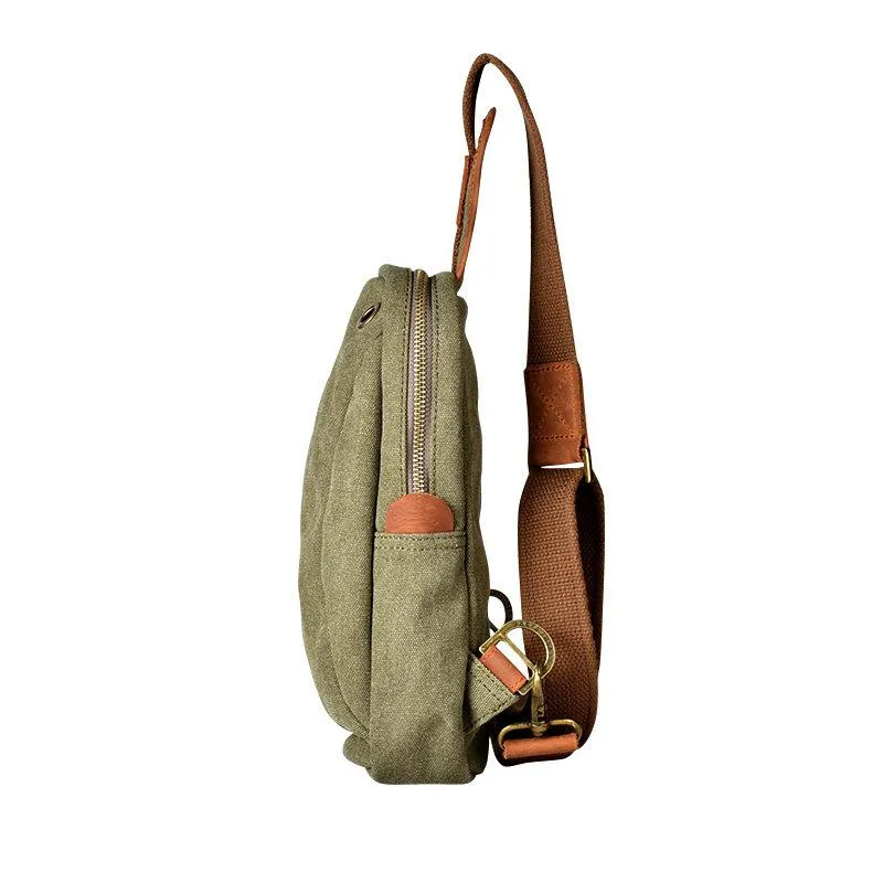 Army Green Canvas Sling Backpack Men's Sling Bag Blue Chest Bag Canvas One shoulder Backpack For Men