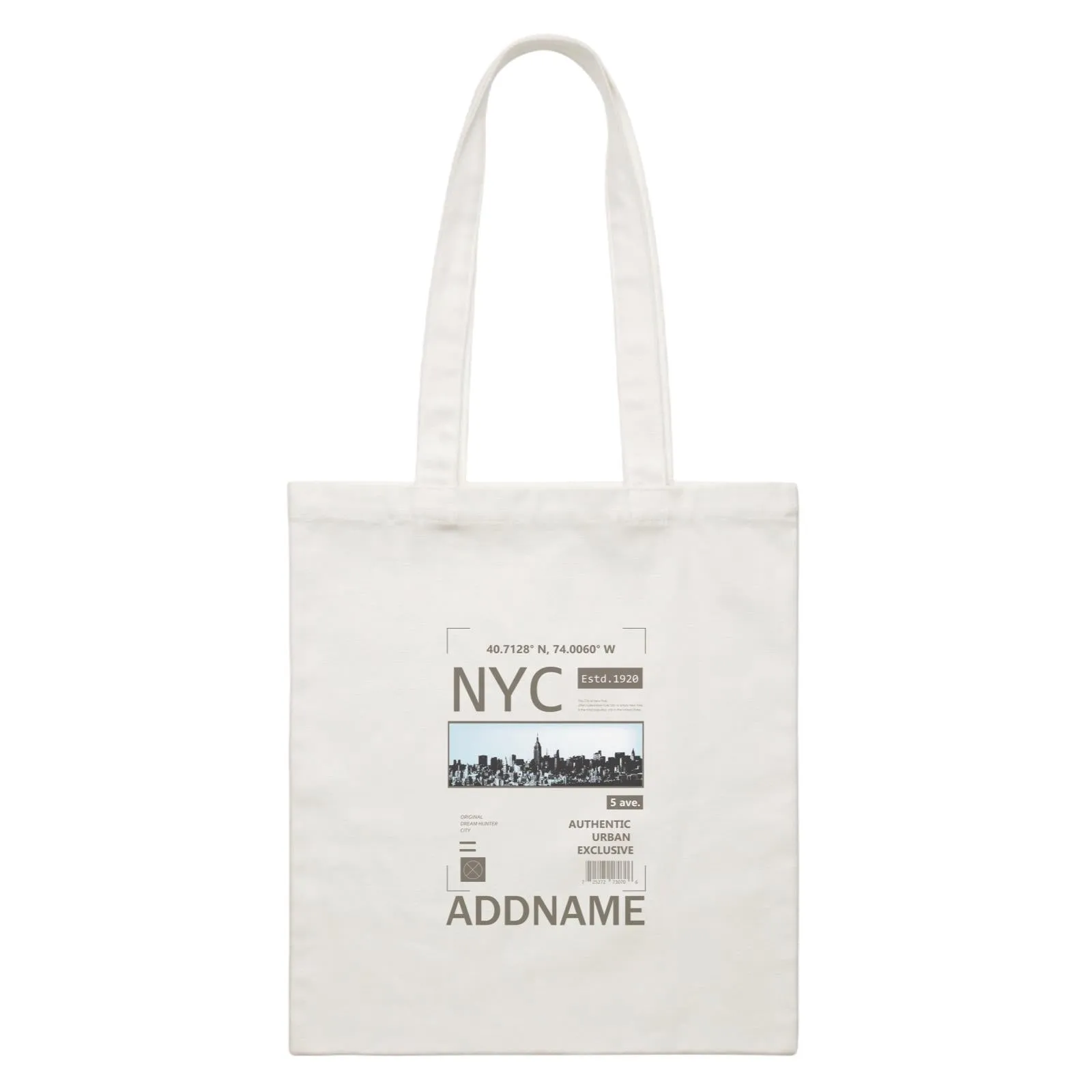 Artistic City NYC Authentic Urban Exclusive with Addname White Canvas Bag