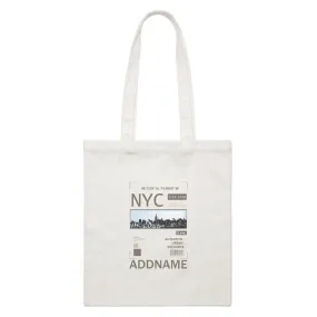 Artistic City NYC Authentic Urban Exclusive with Addname White Canvas Bag