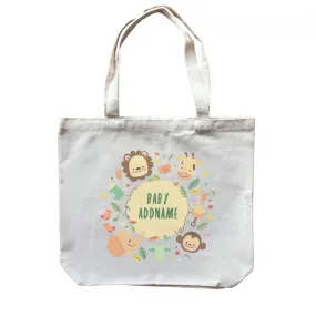 Baby Safari Animals with Addname Canvas Bag