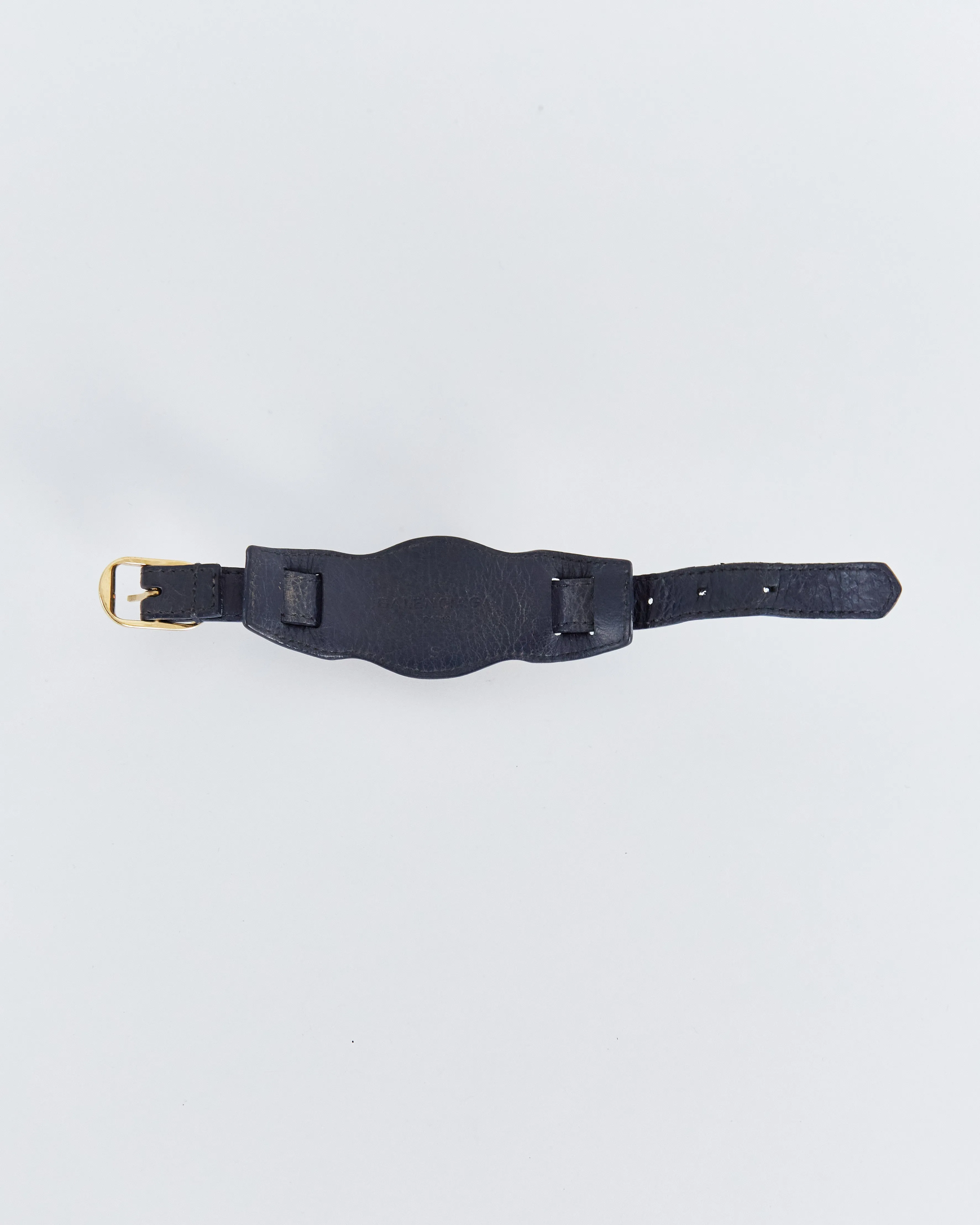 Balenciaga 'arena' leather studded bracelet, navy, S