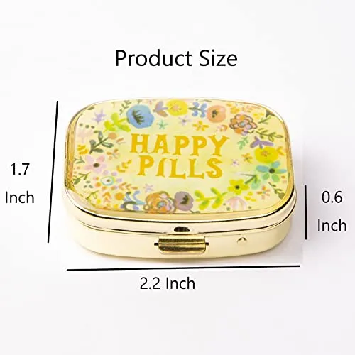 Battery Adapter Convertor for AAA to AA (12PCS) Cute Pill Case to Hold Vitamins/Tylenol/Fish Oil/Supplements/Meds/Tablet for Purse/Pocket(Happy Pills)