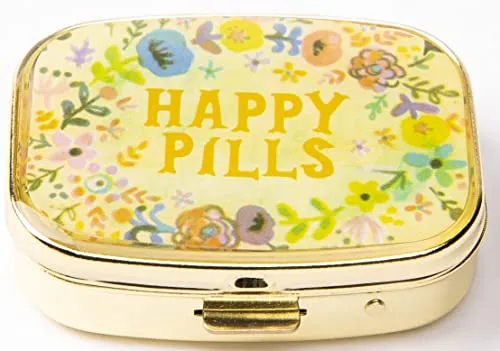 Battery Adapter Convertor for AAA to AA (12PCS) Cute Pill Case to Hold Vitamins/Tylenol/Fish Oil/Supplements/Meds/Tablet for Purse/Pocket(Happy Pills)