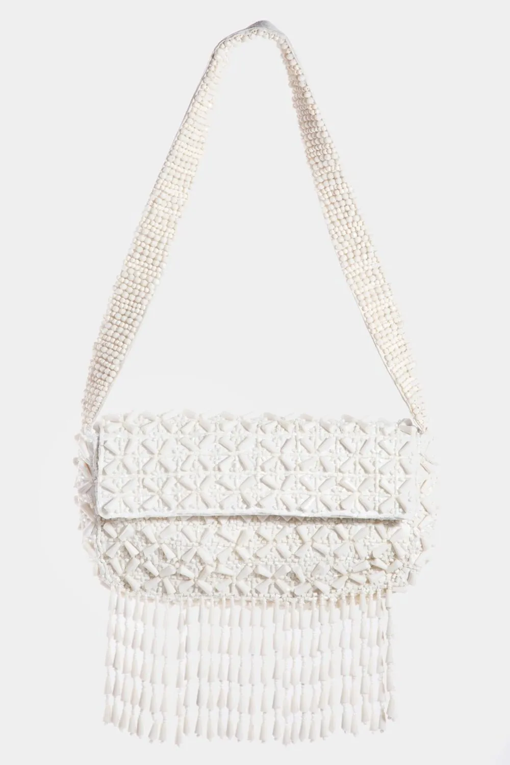 Beaded Fringe Baguette Bag