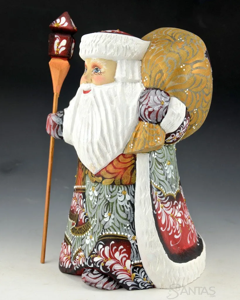 Beautiful and stout ornate Russian Santa with Large Toy Bag