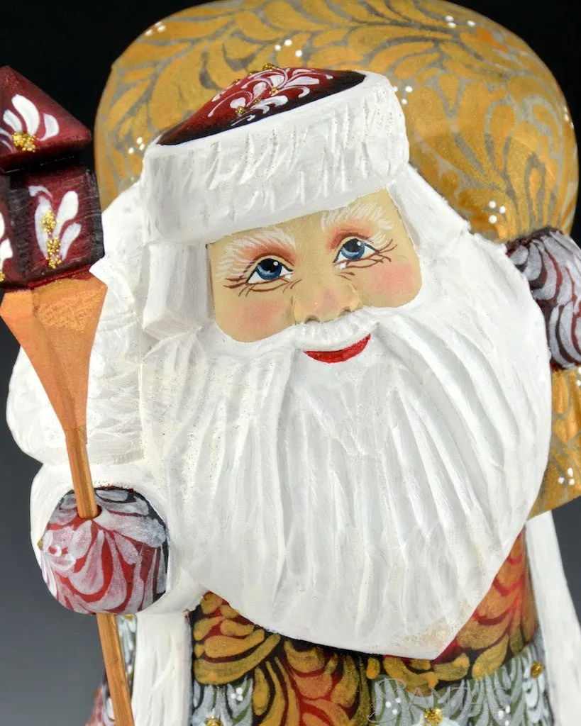 Beautiful and stout ornate Russian Santa with Large Toy Bag