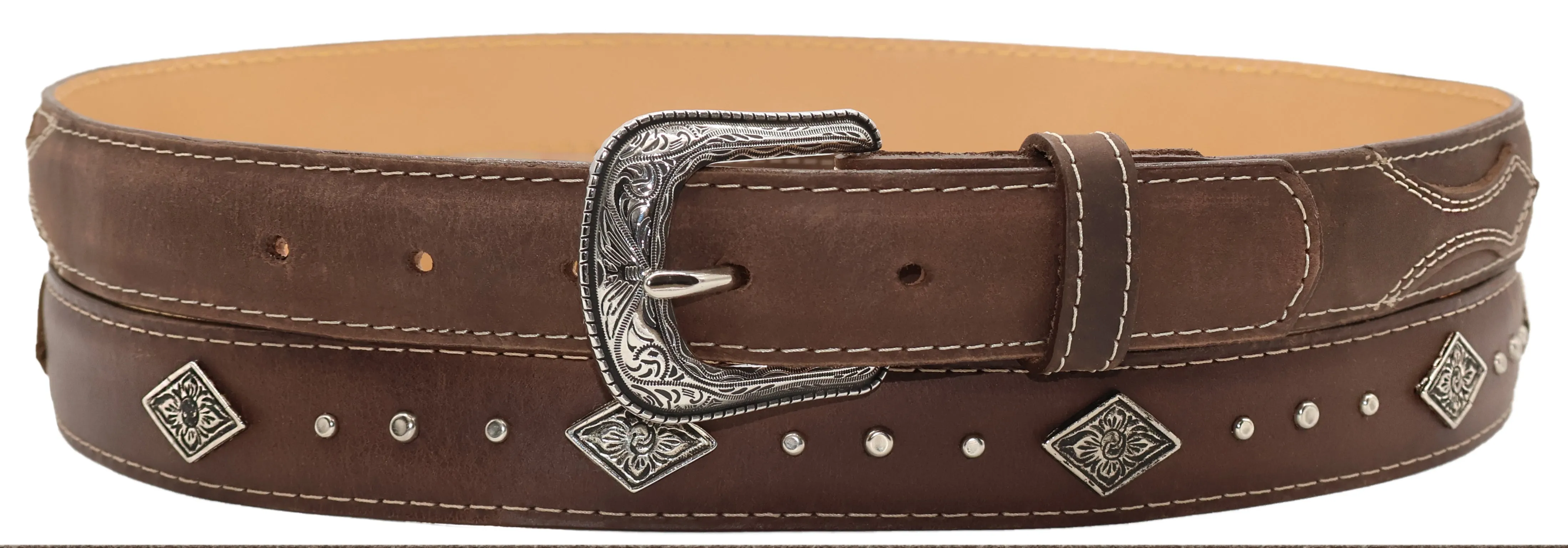 Belt  West Concho 5D Diamond  (Brown)