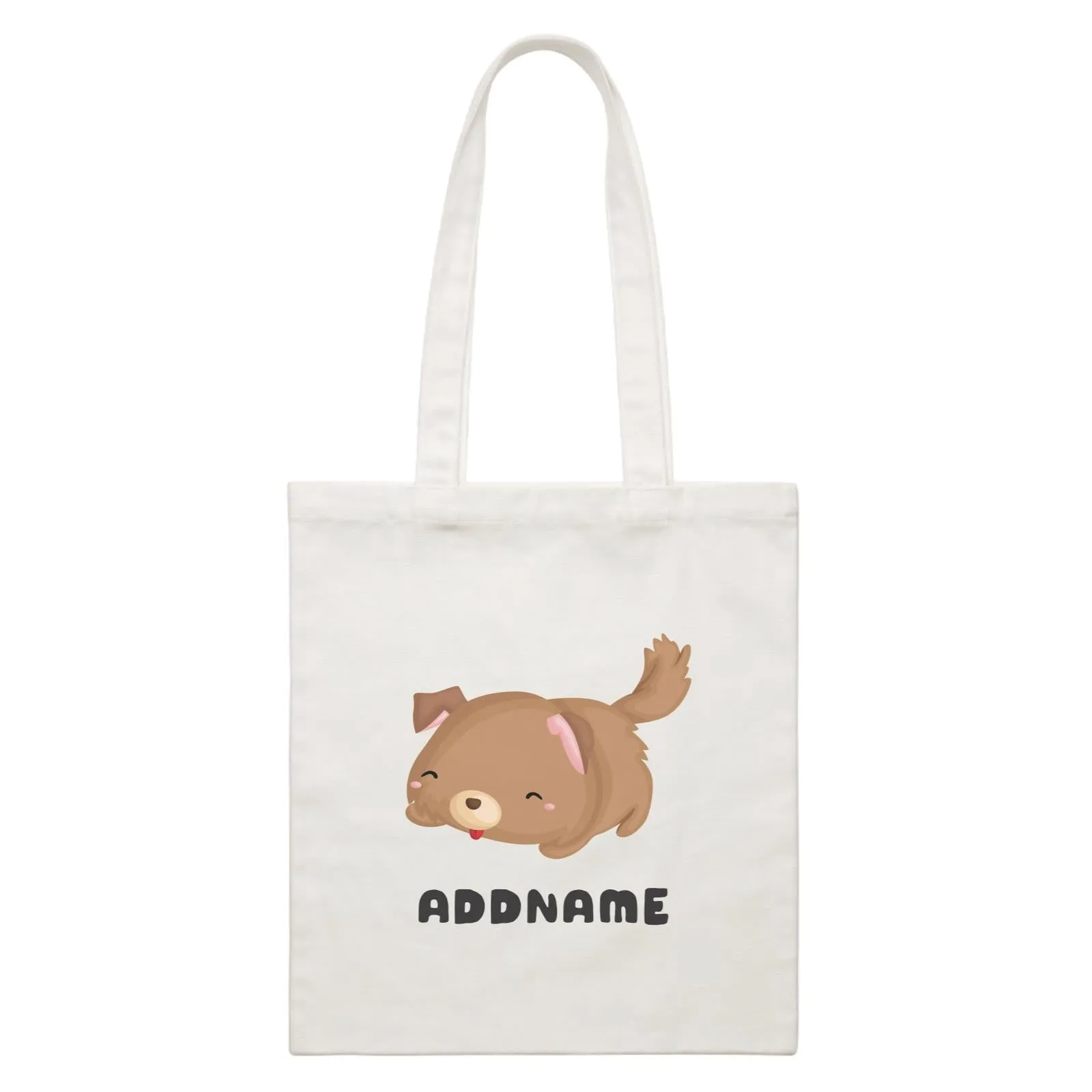 Birthday Friendly Animals Happy Sleeping Dog Addname White Canvas Bag