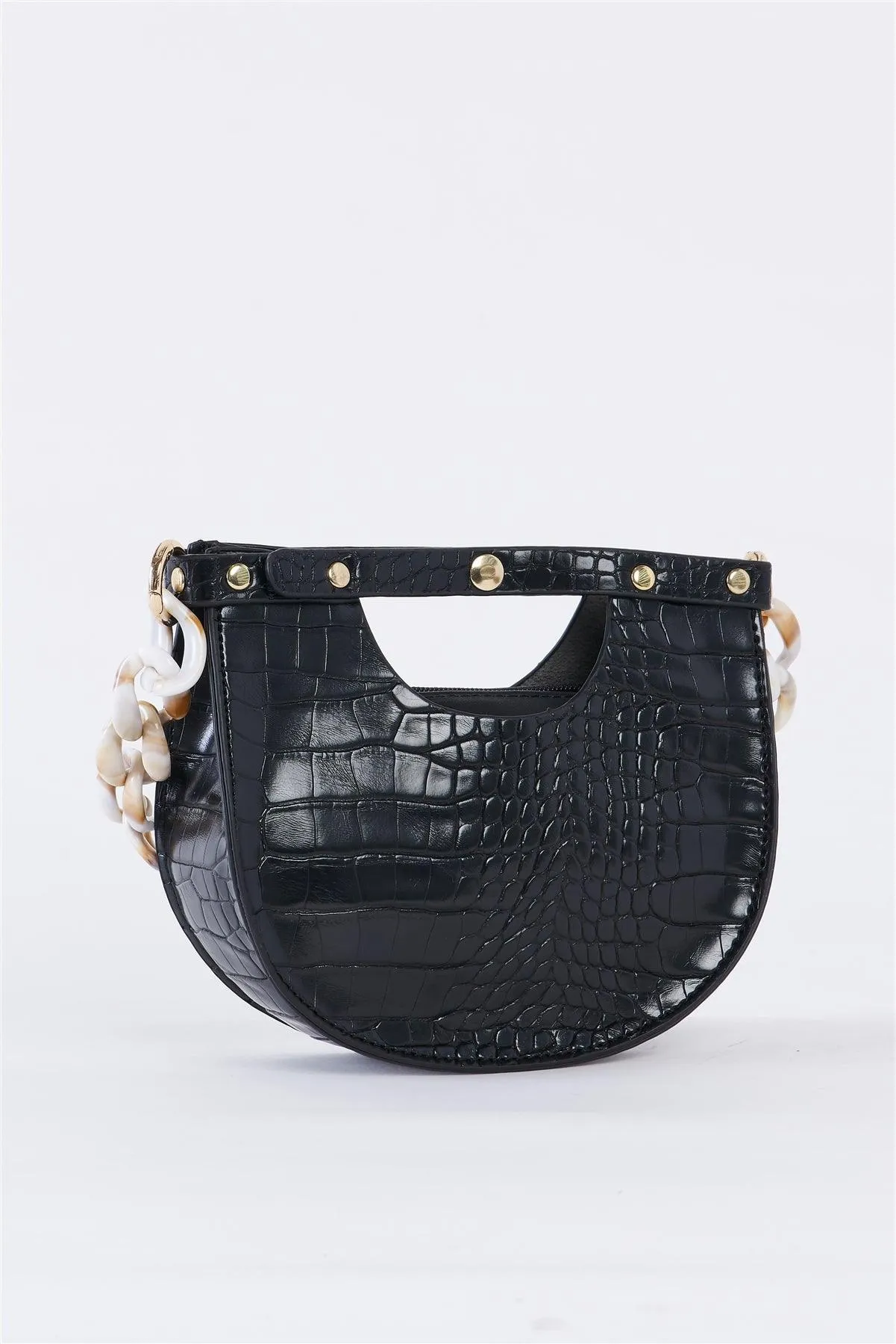 Black Faux Alligator Skin Fashion Handbag /3 Bags