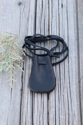 Black medicine bag, leather necklace bag