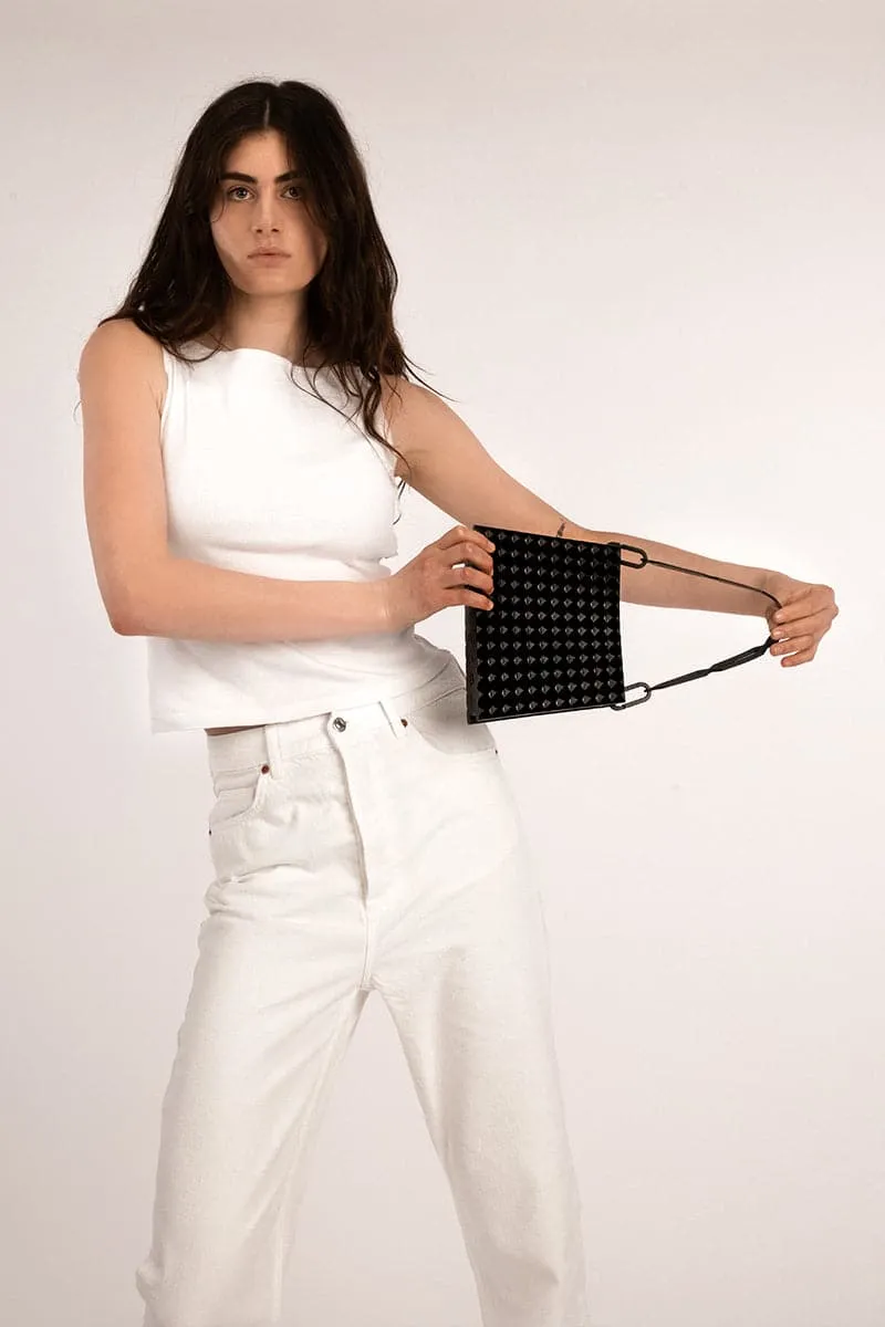 BLACK PRISM TOP HANDLE BAG