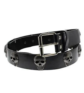 Black PU Belt with Skull Studs