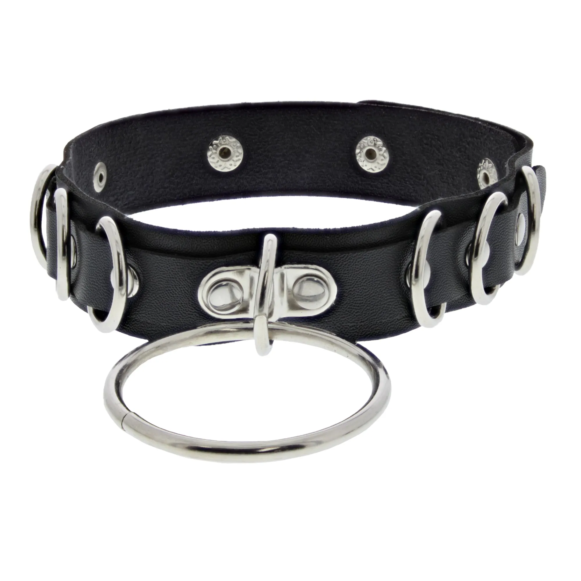 Black PU Choker with Large Ring