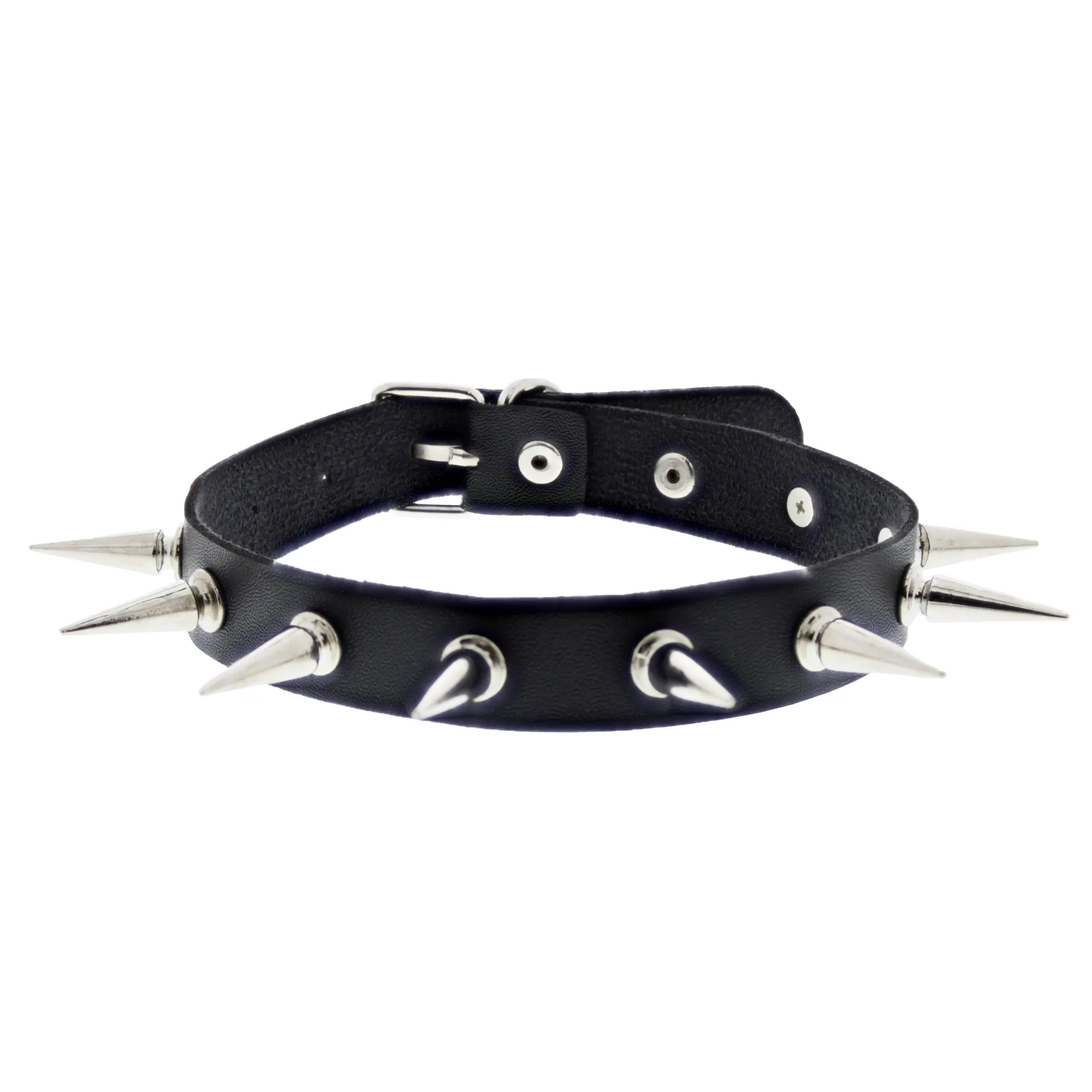 Black PU Choker with Spikes