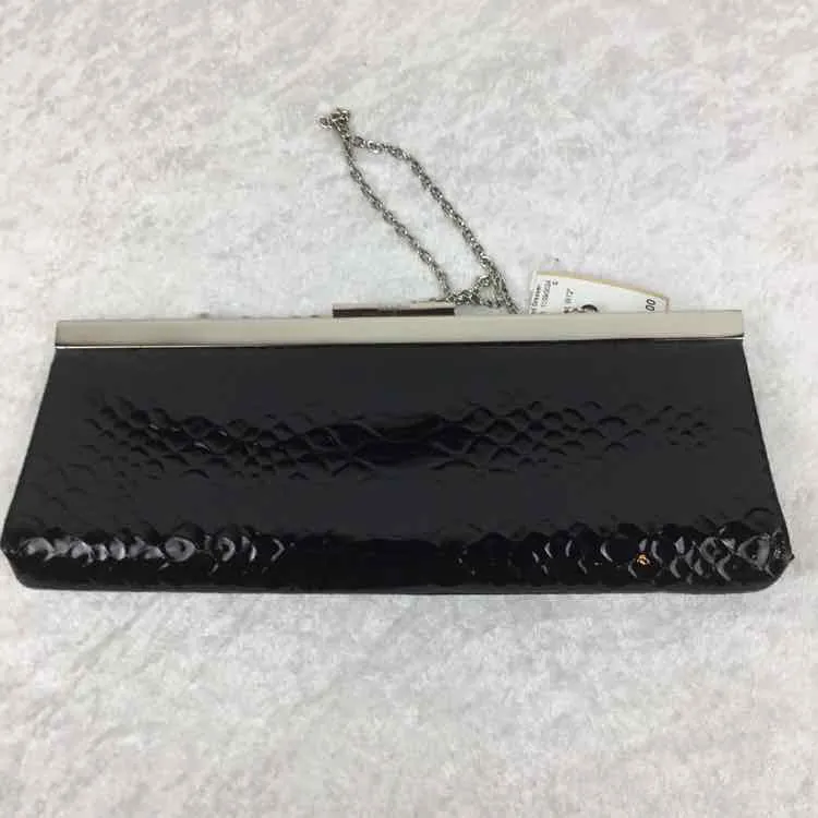 Black/silver patent Evening Bag