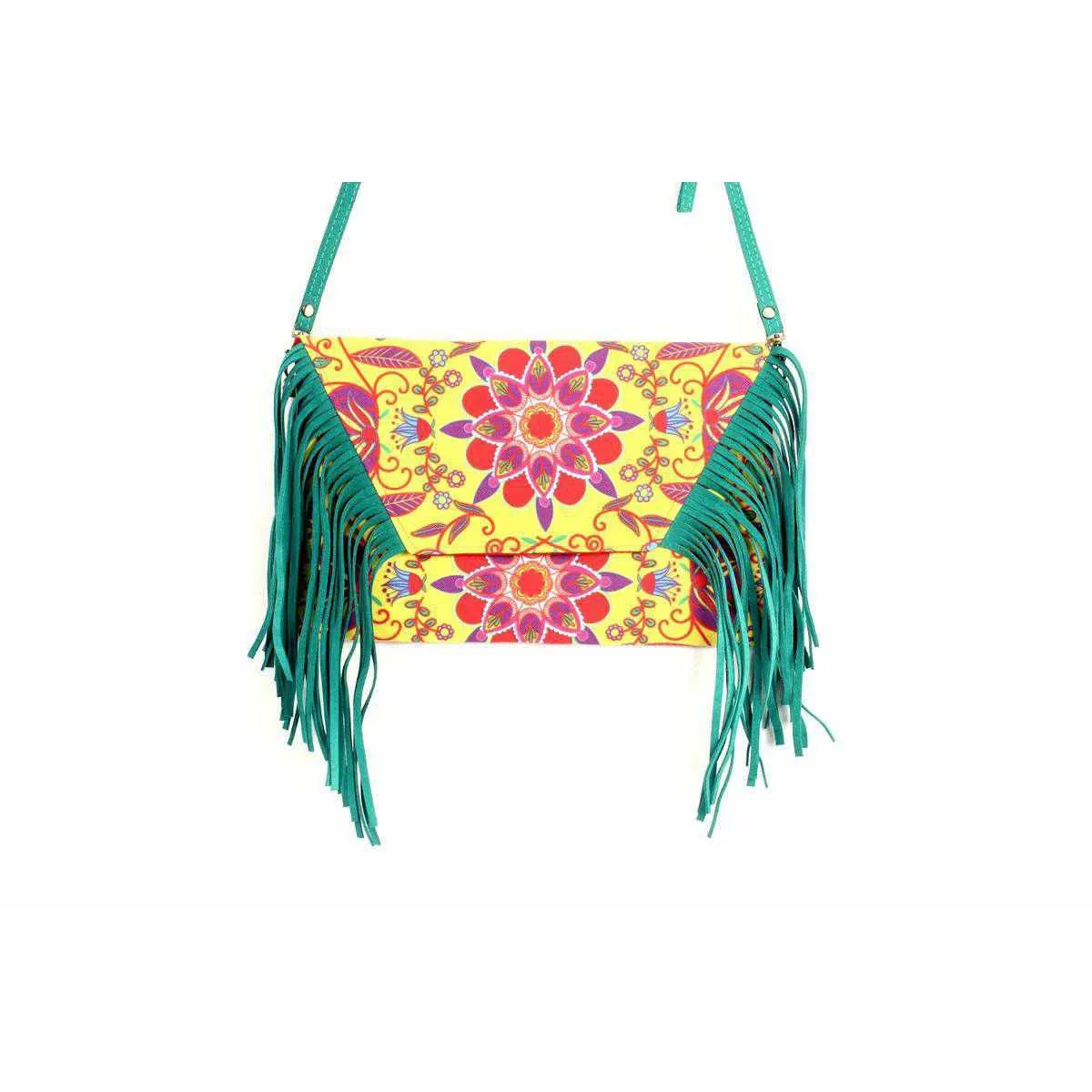 Boho Tribal Crossbody Embroidered Fringe Envelope Bag - Thailand