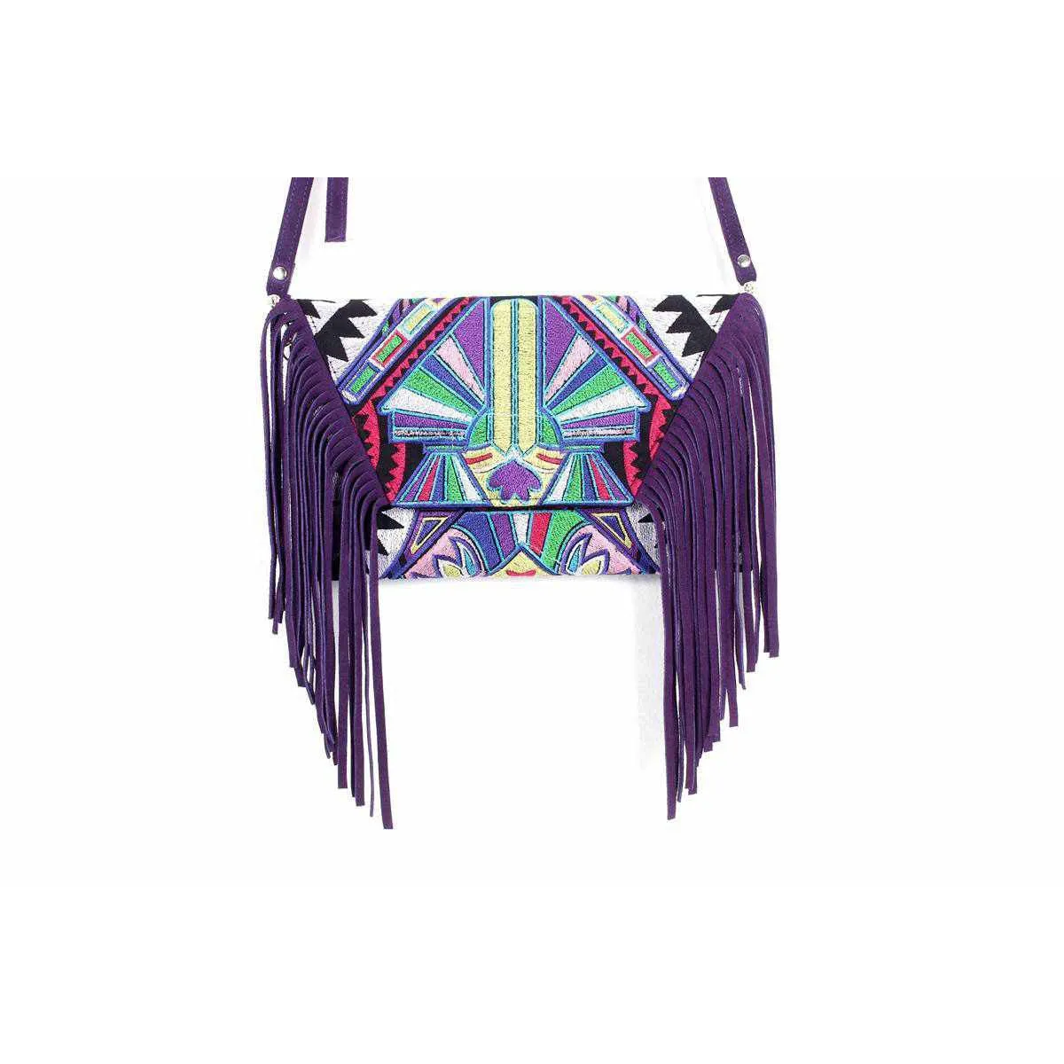 Boho Tribal Crossbody Embroidered Fringe Envelope Bag - Thailand