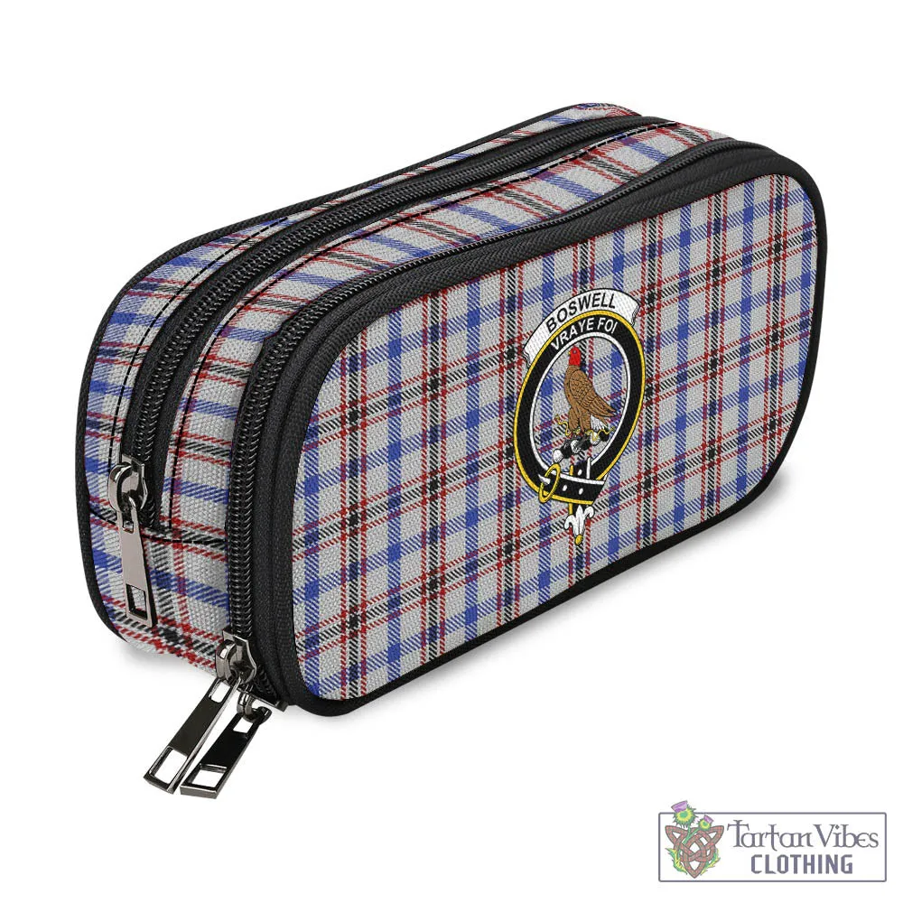 Boswell Tartan Pen and Pencil Case with Family Crest