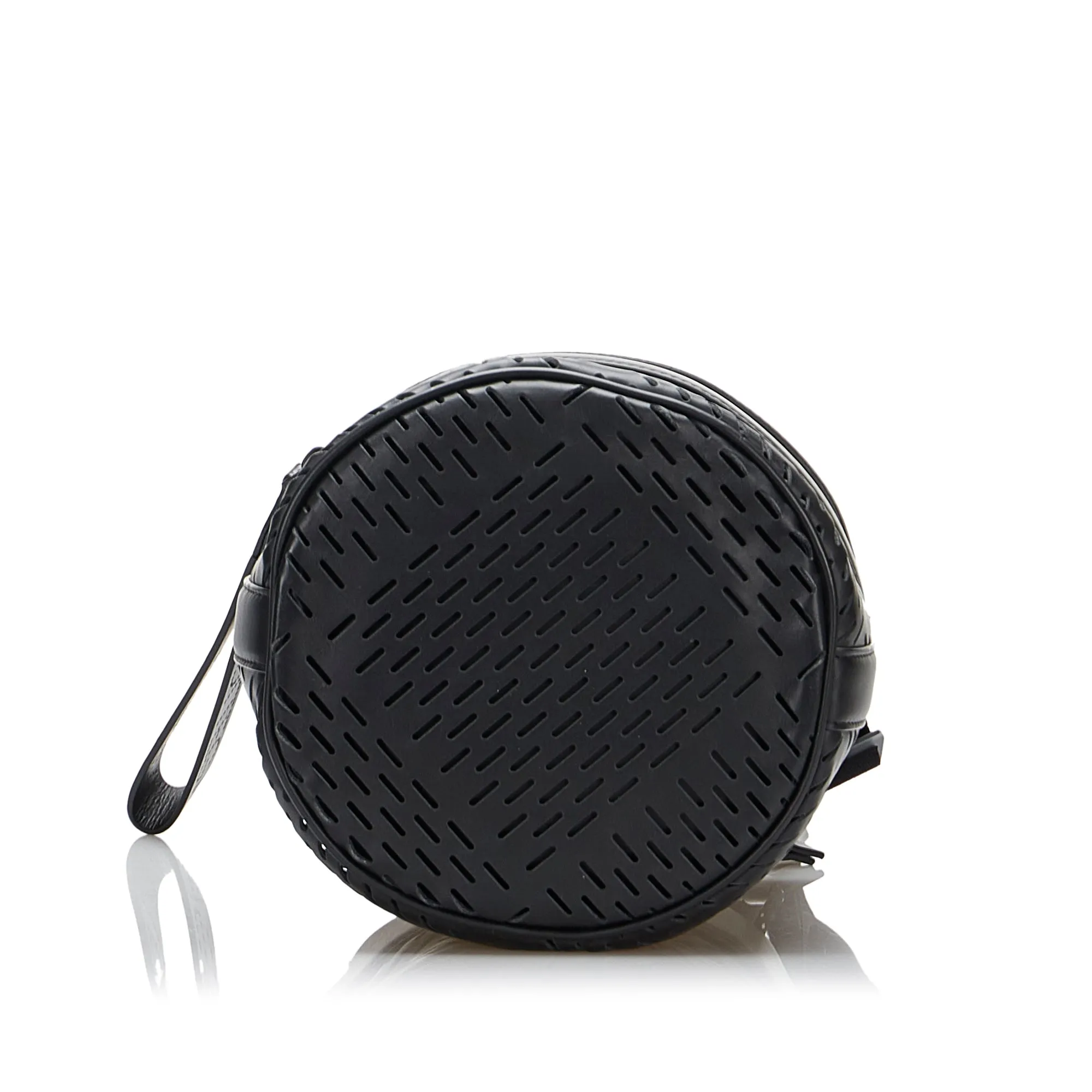 Bottega Veneta Paper Bucket Bag Black Perforated Leather