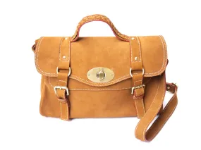 Brown Stone Leather Bag Elexa Satchel Natural Tan Nubuck