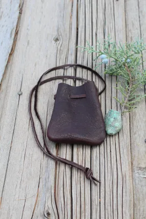 Buffalo medicine bags, leather necklace bags