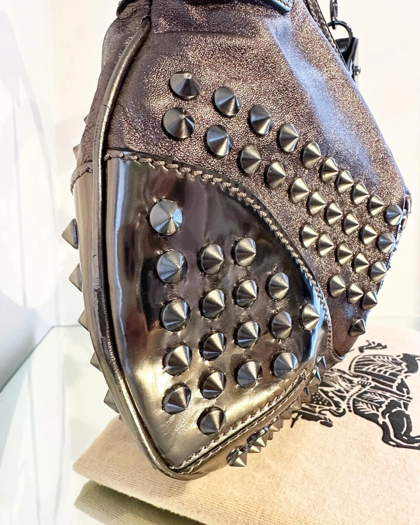 BURBERRY Alverton Studded Hobo Bag