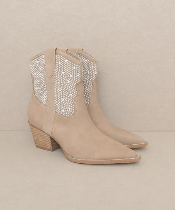 Cannes Pearl Studded Western Boots