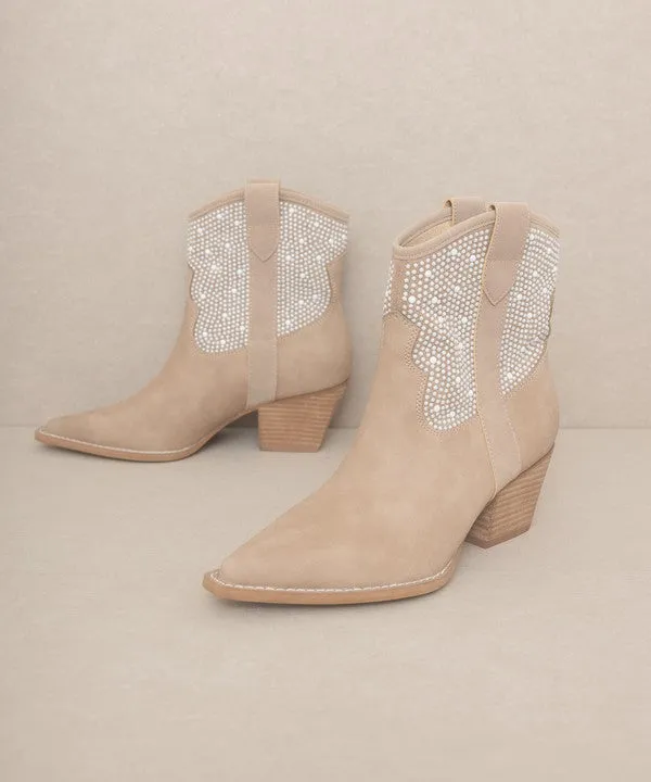 Cannes Pearl Studded Western Boots