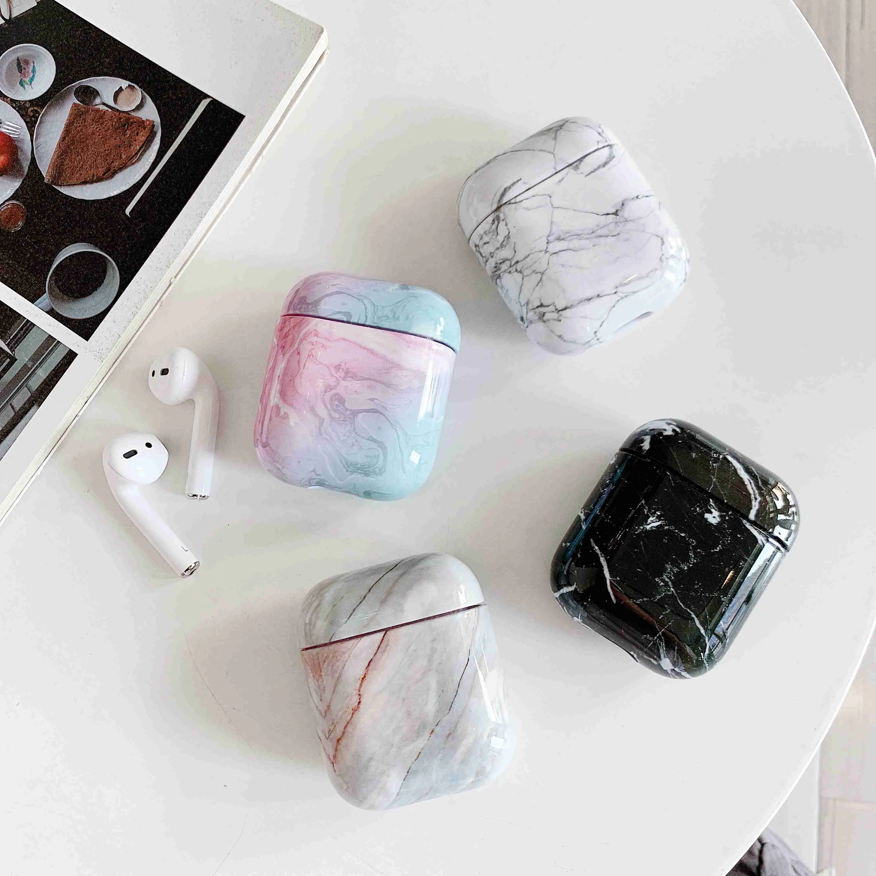 Case For Original Apple Airpods Case Marble Cute Cover For Apple Airpods 2 1 Case Accessories Headphones Air Pods Case Box Coque